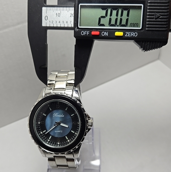 Mens Breda Watch 41mm Silver Tone Blue Mother Of Pearl Dial New Battery - Picture 5 of 10